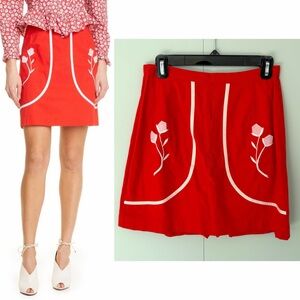 BATSHEVA x ANTHROPOLOGIE Carter Floral Embroidered Cotton Skort